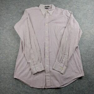Woodward‎ Shirt Mens 16.5 36/37 Burgundy Striped Pinpoint Oxford Long Sleeve